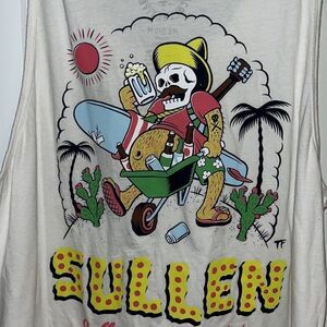 Sullen Art Collective tank sleeveless beach skull beach beer white mens T-Shirt